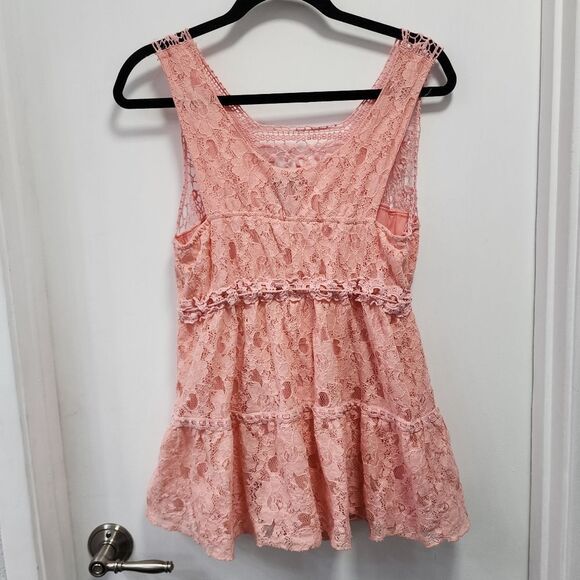 Rue21 salmon pink lace track blouse - Picture 3 of 4